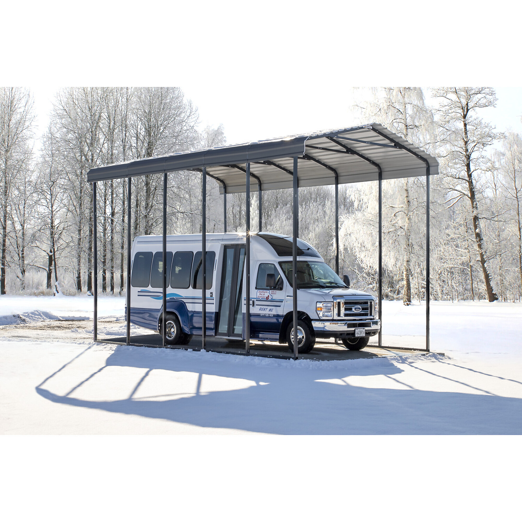 Arrow Steel RV Carport, 24ft.L x 14ft.W x 14ft.H, Charcoal, Model# CPHC142414
